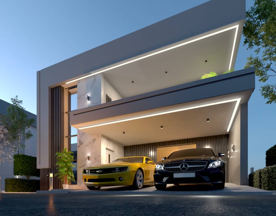 Eagles Court: The Prestige, Airport Road, Lugbe — illuminated carport